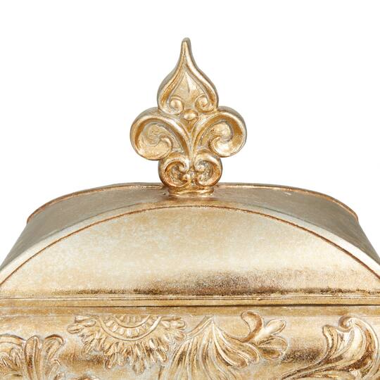 11" Gold Rectangular Traditional Decorative Jar